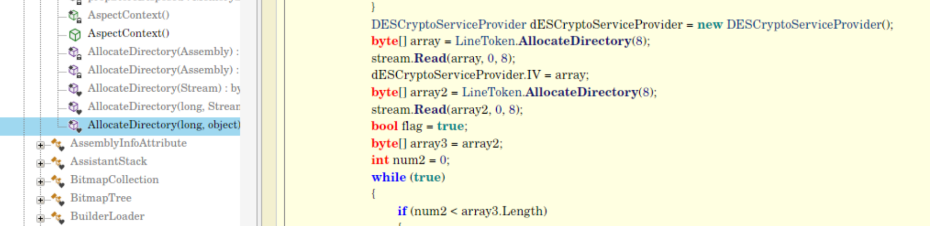 ILSpy View into the DES Decryption Method
